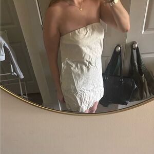 Free People Strapless Cream Mini Dress